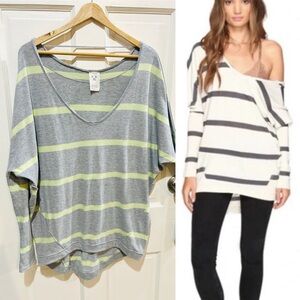 {Free People | We the Free} Gray Off-the-Shoulder Batwing Top